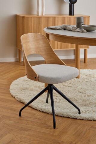 Esszimmerstuhl >Lucy< in Beige, Stoff - 48x79x53cm (BxHxT)