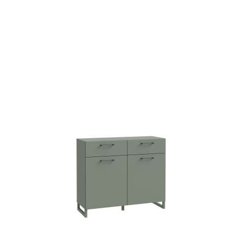 Kommode >SILBA< in Salbei (grün) mit 2 Türen und 2 Schubladen - 109,9x93,4x41,1cm (BxHxT)