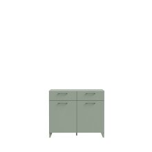 Kommode >SILBA< in Salbei (grün) mit 2 Türen und 2 Schubladen - 109,9x93,4x41,1cm (BxHxT)