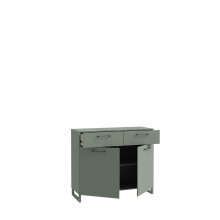 Kommode >SILBA< in Salbei (grün) mit 2 Türen und 2 Schubladen - 109,9x93,4x41,1cm (BxHxT)