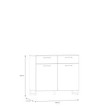 Kommode >SILBA< in Salbei (grün) mit 2 Türen und 2 Schubladen - 109,9x93,4x41,1cm (BxHxT)