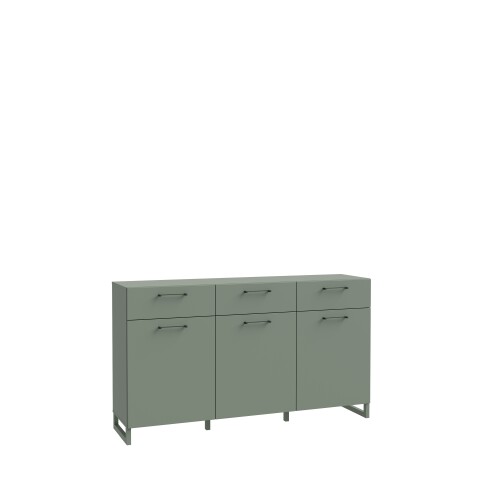 Sideboard >SILBA< in (Salbei grün), 3 Türen, 3 Schubladen - 164,6x93,4x41,1cm (BxHxT)