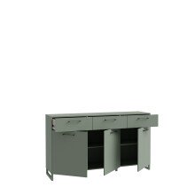 Sideboard >SILBA< in (Salbei grün), 3 Türen, 3 Schubladen - 164,6x93,4x41,1cm (BxHxT)