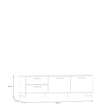 Lowboard >SILBA< in secret grey, 2 Türen, 2 Schubladen - 164,6x48,6x41,1cm (BxHxT)