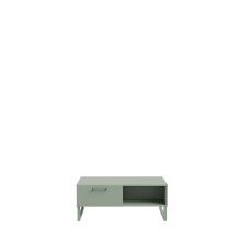Couchtisch >SILBA< in Salbei (grün) mit Schublade - 110x44,4x57,2cm (BxHxT)