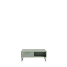 Couchtisch >SILBA< in Salbei (grün) mit Schublade - 110x44,4x57,2cm (BxHxT)