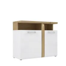 Kommode >TULUZA< in Weiss Glanz / Artisan Eiche...