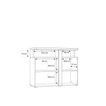 Kommode >TULUZA< in Weiss Glanz / Artisan Eiche Dekor - 103,5x85,9x43,4cm (BxHxT)