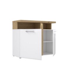 Kommode >TULUZA< in Weiss Glanz / Artisan Eiche Dekor - 103,5x85,9x43,4cm (BxHxT)
