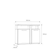 Kommode >TULUZA< in Weiss Glanz / Artisan Eiche Dekor - 103,5x85,9x43,4cm (BxHxT)