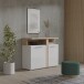 Kommode >TULUZA< in Weiss Glanz / Artisan Eiche Dekor - 103,5x85,9x43,4cm (BxHxT)