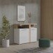 Kommode >TULUZA< in Weiss Glanz / Artisan Eiche Dekor - 103,5x85,9x43,4cm (BxHxT)
