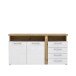 Sideboard >TULUZA< in Weiss Glanz  / Artisan Eiche Dekor - 163,2x85,9x43,4cm (BxHxT)