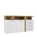 Sideboard >TULUZA< in Weiss Glanz  / Artisan Eiche Dekor - 163,2x85,9x43,4cm (BxHxT)