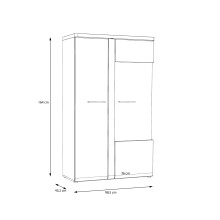 Standvitrine >TULUZA< inkl. Beleuchtung in Weiss Glanz/ Artisan Eiche Dekor - 98,5x164x43,4cm (BxHxT)