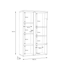 Standvitrine >TULUZA< inkl. Beleuchtung in Weiss Glanz/ Artisan Eiche Dekor - 98,5x164x43,4cm (BxHxT)