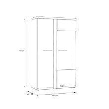 Standvitrine >TULUZA< inkl. Beleuchtung in Weiss Glanz/ Artisan Eiche Dekor - 98,5x164x43,4cm (BxHxT)