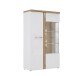 Standvitrine >TULUZA< inkl. Beleuchtung in Weiss Glanz/ Artisan Eiche Dekor - 98,5x164x43,4cm (BxHxT)