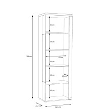 Standvitrine >TULUZA< inkl. Beleuchtung in Weiss Glanz / Artisan Eiche Dekor - 66,5x196x43,4cm (BxHxT)
