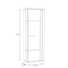 Standvitrine >TULUZA< inkl. Beleuchtung in Weiss Glanz / Artisan Eiche Dekor - 66,5x196x43,4cm (BxHxT)