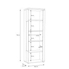 Standvitrine >TULUZA< inkl. Beleuchtung in Weiss Glanz / Artisan Eiche Dekor - 66,5x196x43,4cm (BxHxT)