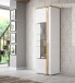 Standvitrine >TULUZA< inkl. Beleuchtung in Weiss Glanz / Artisan Eiche Dekor - 66,5x196x43,4cm (BxHxT)