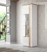Standvitrine >TULUZA< inkl. Beleuchtung in Weiss Glanz / Artisan Eiche Dekor - 66,5x196x43,4cm (BxHxT)