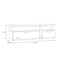 TV-Lowboard >TULUZA< mit 2 Schubladen in Weiss Glanz  / Artisan Eiche Dekor- 163,2x50,7x54,1cm (BxHxT)