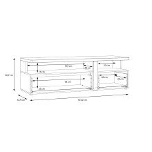 TV-Lowboard >TULUZA< mit 2 Schubladen in Weiss Glanz  / Artisan Eiche Dekor- 163,2x50,7x54,1cm (BxHxT)