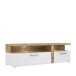 TV-Lowboard >TULUZA< mit 2 Schubladen in Weiss Glanz  / Artisan Eiche Dekor- 163,2x50,7x54,1cm (BxHxT)