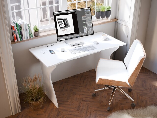 Schreibtisch >UTAPAU< in weiß - 140x76,2x65cm (BxHxT)