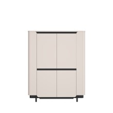 Highboard >VODOL< in sand,schwarz mit 2 Softclose-Türen - 130,3x161,1x44,8cm (BxHxT)
