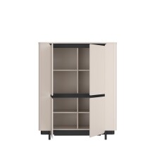 Highboard >VODOL< in sand,schwarz mit 2 Softclose-Türen - 130,3x161,1x44,8cm (BxHxT)