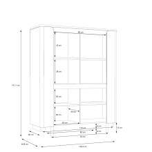 Highboard >VODOL< in sand,schwarz mit 2 Softclose-Türen - 130,3x161,1x44,8cm (BxHxT)