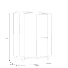 Highboard >VODOL< in sand,schwarz mit 2 Softclose-Türen - 130,3x161,1x44,8cm (BxHxT)