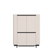 Highboard >VODOL< in sand,schwarz mit 2 Softclose-Türen - 130,3x161,1x44,8cm (BxHxT)