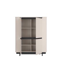 Highboard >VODOL< in sand,schwarz mit 2 Softclose-Türen - 130,3x161,1x44,8cm (BxHxT)