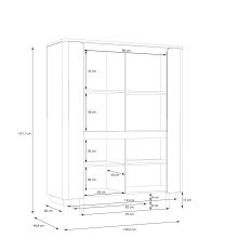 Highboard >VODOL< in sand,schwarz mit 2 Softclose-Türen - 130,3x161,1x44,8cm (BxHxT)