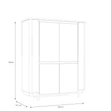 Highboard >VODOL< in sand,schwarz mit 2 Softclose-Türen - 130,3x161,1x44,8cm (BxHxT)