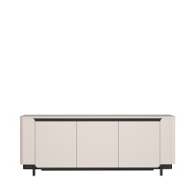 Sideboard >VODOL< in sand,schwarz mit 3 Sofclose-Türen - 204,9x77,9x44,8cm (BxHxT)