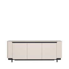 Sideboard >VODOL< in sand,schwarz mit 3 Sofclose-Türen - 204,9x77,9x44,8cm (BxHxT)