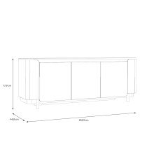 Sideboard >VODOL< in sand,schwarz mit 3 Sofclose-Türen - 204,9x77,9x44,8cm (BxHxT)