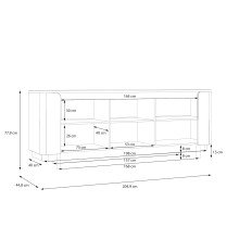 Sideboard >VODOL< in sand,schwarz mit 3 Sofclose-Türen - 204,9x77,9x44,8cm (BxHxT)