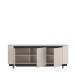 Sideboard >VODOL< in sand,schwarz mit 3 Sofclose-Türen - 204,9x77,9x44,8cm (BxHxT)