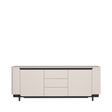 Sideboard >VODOL< in sand,schwarz mit 2 Türen und 2 Schubladen - 204,9x77,9x44,8cm (BxHxT)