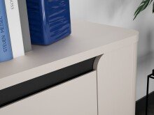 Sideboard >VODOL< in sand,schwarz mit 2 Türen und 2 Schubladen - 204,9x77,9x44,8cm (BxHxT)