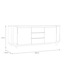 Sideboard >VODOL< in sand,schwarz mit 2 Türen und 2 Schubladen - 204,9x77,9x44,8cm (BxHxT)