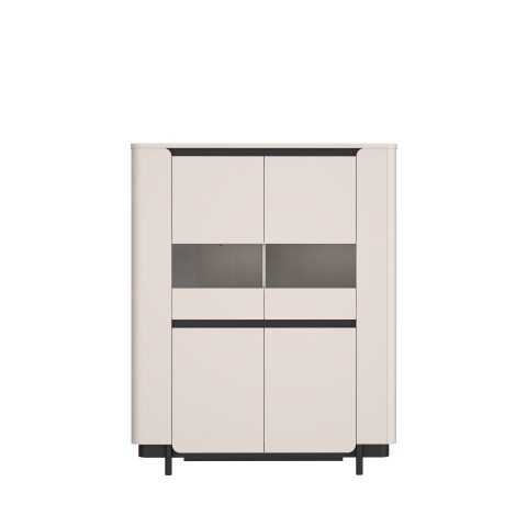 Highboard >VODOL< in sand,schwarz mit 2 Sofclose-Türen - 130,3x161,1x44,8cm (BxHxT)