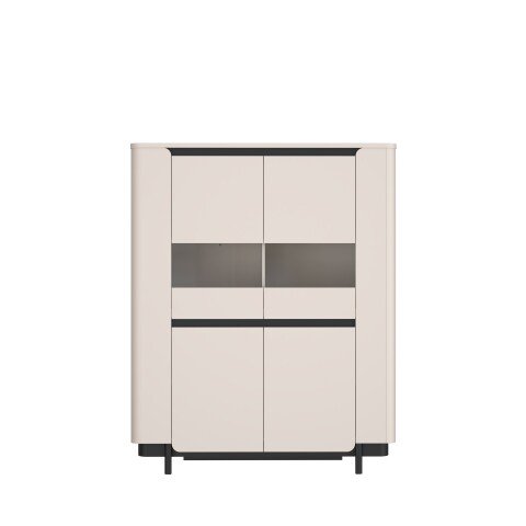 Highboard >VODOL< in sand,schwarz mit 2 Sofclose-Türen - 130,3x161,1x44,8cm (BxHxT)