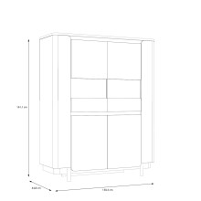 Highboard >VODOL< in sand,schwarz mit 2 Sofclose-Türen - 130,3x161,1x44,8cm (BxHxT)